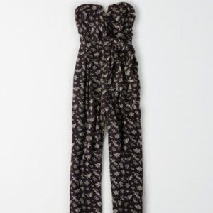 AE American Eagle Outfitters Printed Tie Wrap Front Tube Jumpsuit Size S EUC